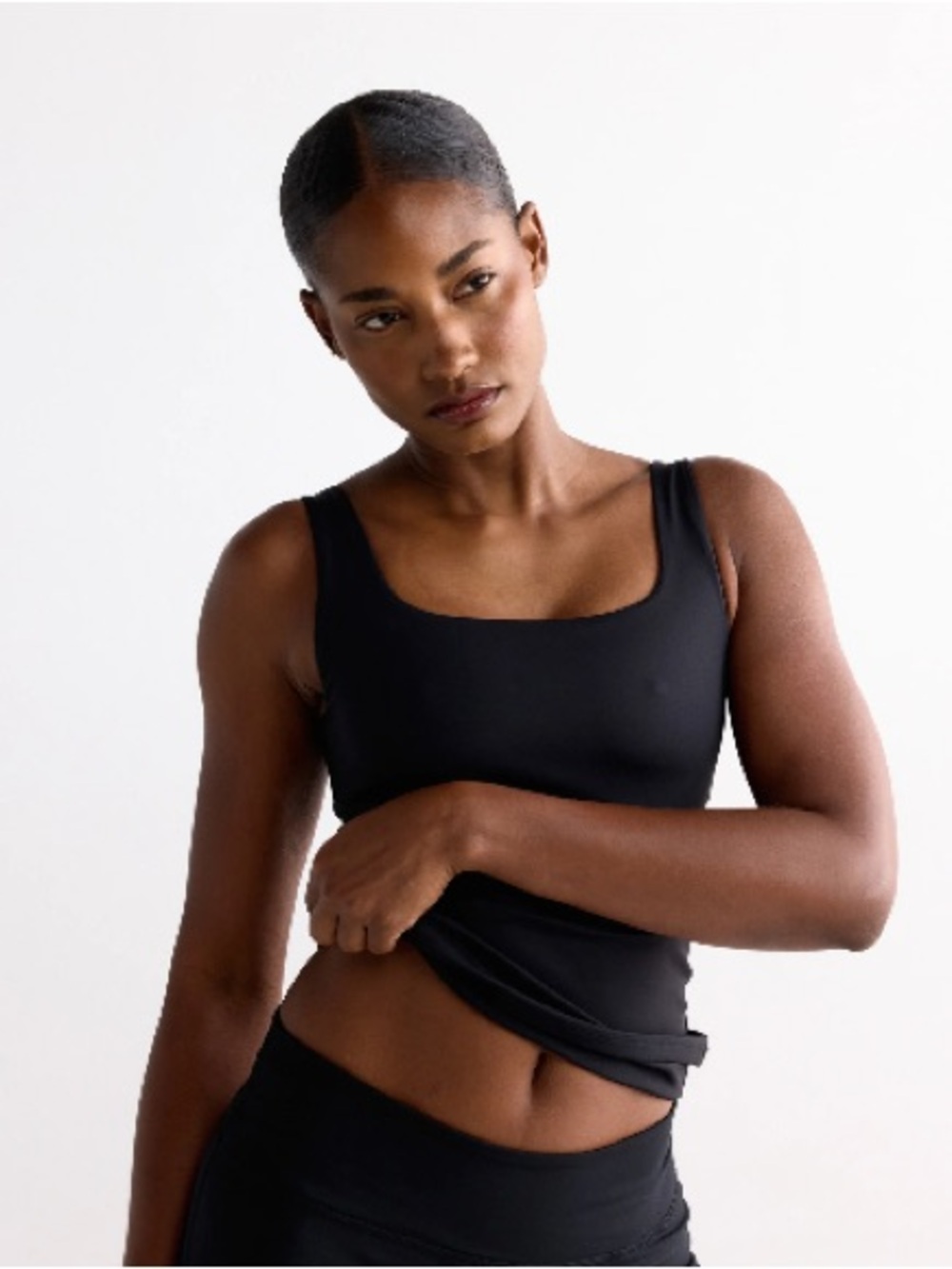 Adanola Black Fitted Scoop Tank